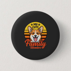 Chapa Redonda De 5 Cm Miembro de familia de Corgi lindo Amante de perros