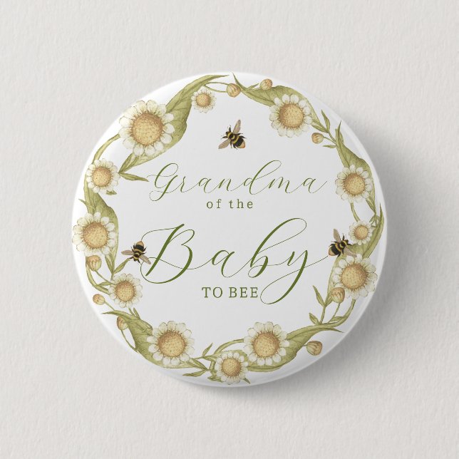 Chapa Redonda De 5 Cm Miembro de la familia Baby to Bee Baby Shower (Anverso)