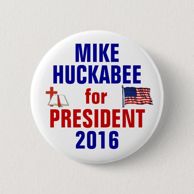 Chapa Redonda De 5 Cm Mike Huckabee 2016 (Anverso)