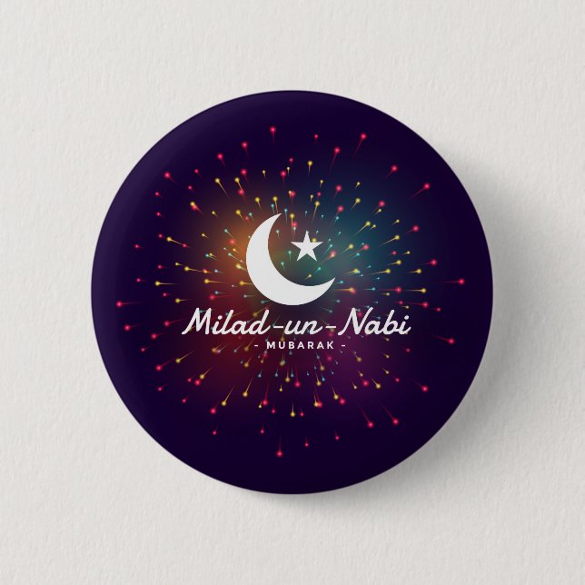 Chapa Redonda De 5 Cm Milad-un-Nabi Mubarak (Anverso)