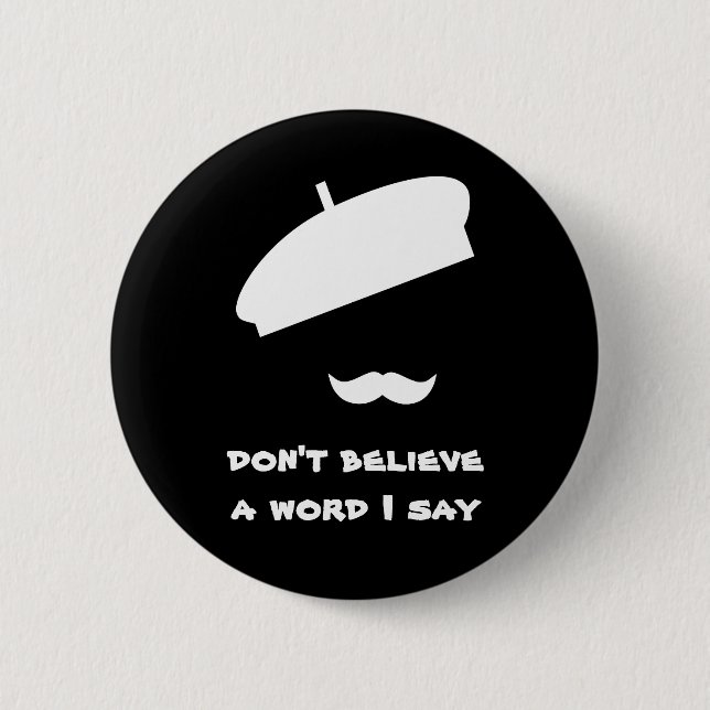 Chapa Redonda De 5 Cm Mime Pantomime Negro silencioso (Anverso)