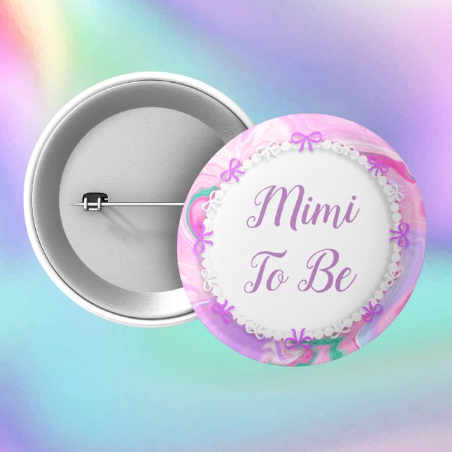 Chapa Redonda De 5 Cm Mimi para ser Baby Shower rosa y morado (Subido por el creador)