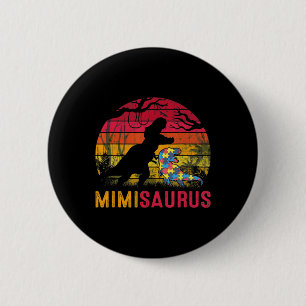Chapa Redonda De 5 Cm Mimi Saurus Rex Autism Awareness Funny Dinosaur T-