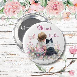 Chapa Redonda De 5 Cm Mimi to be | Pink Baby and Puppy Baby Shower