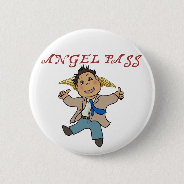 Chapa Redonda De 5 Cm Mini ángel de Castiel (Anverso)
