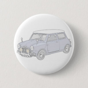 Chapa Redonda De 5 Cm Mini Cooper Vintage-coloreó