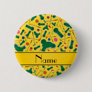 Chapa Redonda De 5 Cm Mini golf amarillo conocido personalizado