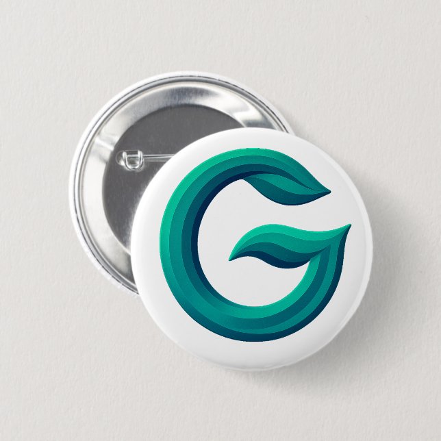 Chapa Redonda De 5 Cm Minimal Letter G Button | Modern Initial Badge  (Anverso y reverso)