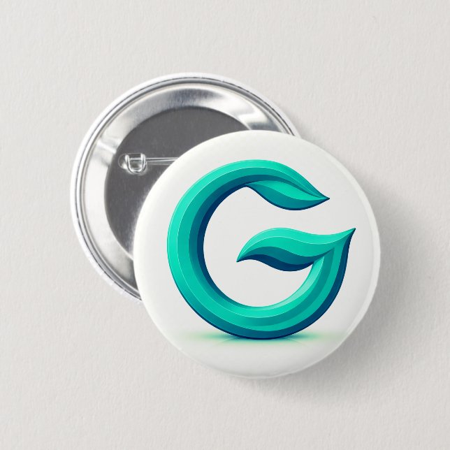 Chapa Redonda De 5 Cm Minimal Letter G Button | Modern Initial Badge  (Anverso y reverso)