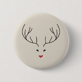Chapa Redonda De 5 Cm minimalist reindeer face