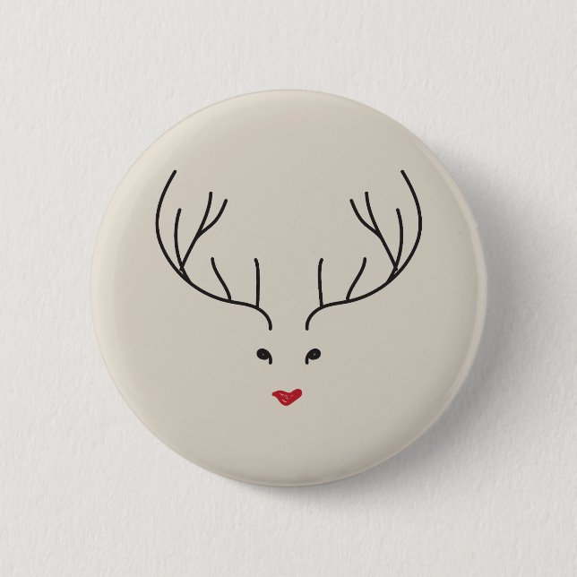 Chapa Redonda De 5 Cm minimalist reindeer face (Anverso)