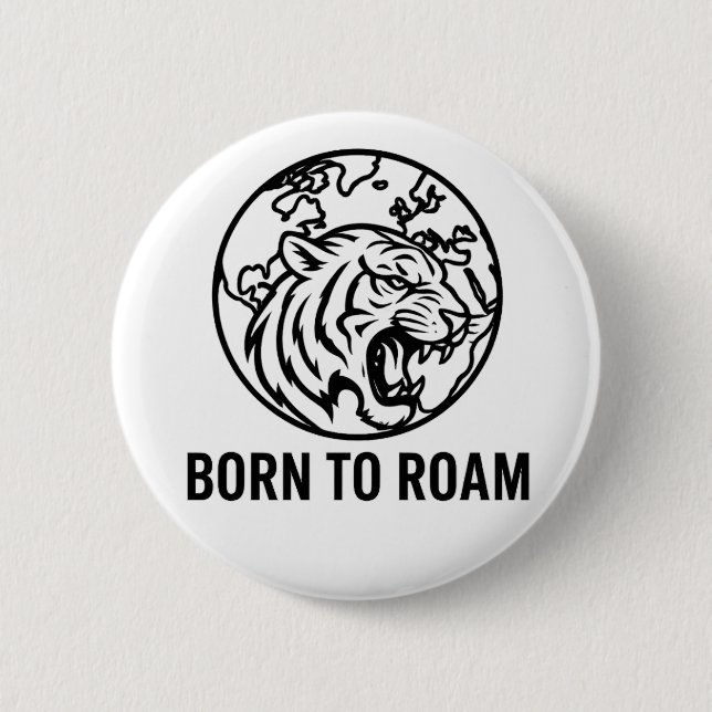 Chapa Redonda De 5 Cm Minimalist Tiger Outline Hoodie (Anverso)