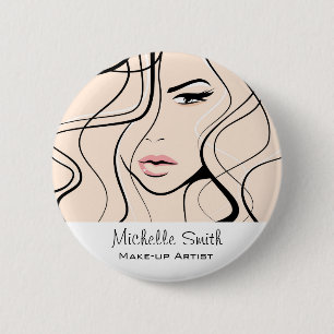 Chapa Redonda De 5 Cm Minimalista Pastel Peach Elegante Maquillaje Femen