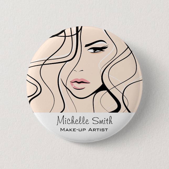 Chapa Redonda De 5 Cm Minimalista Pastel Peach Elegante Maquillaje Femen (Anverso)