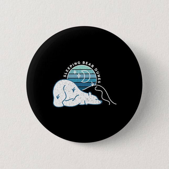 Chapa Redonda De 5 Cm Mínimo duelo de oso dunas retro atardecer Michigan (Anverso)