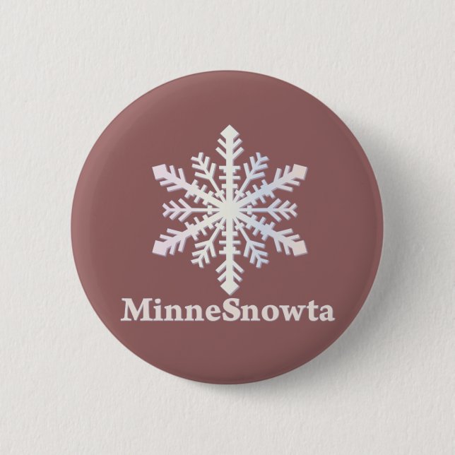 Chapa Redonda De 5 Cm MinneSnowta con copo de nieve (Anverso)