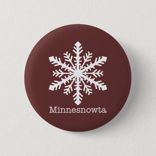 Chapa Redonda De 5 Cm Minnesnowta Snowflake (Anverso)