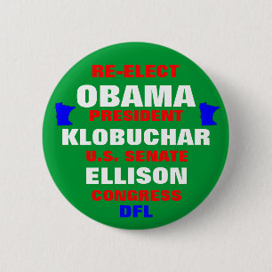 Chapa Redonda De 5 Cm Minnesota para Obama Klobuchar Ellison