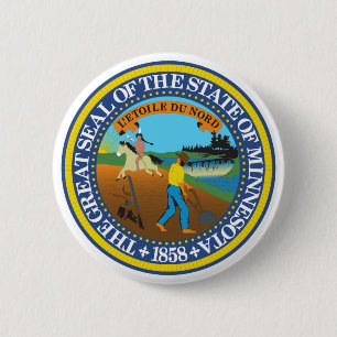 Chapa Redonda De 5 Cm Minnesota State Seal Emblem