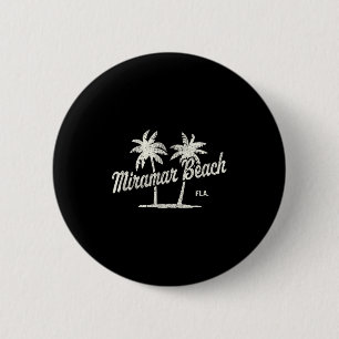 Chapa Redonda De 5 Cm Miramar Beach Florida Vintage Graph de palmeras de