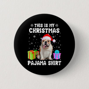 Chapa Redonda De 5 Cm Mis Navidades Perro Bulldog Inglés Perro Pajama Pu