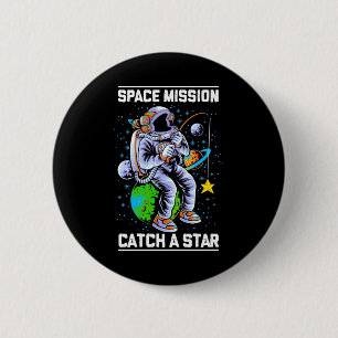 Chapa Redonda De 5 Cm Misión Espacial Astronauta Atrapa Una Estrella