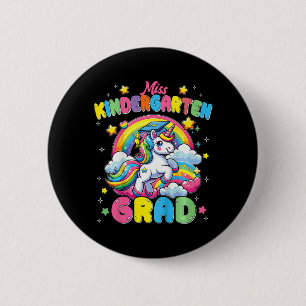Chapa Redonda De 5 Cm Miss Kindergarten Grad Unicorn El Último Día De La
