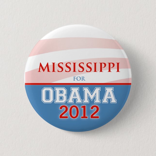 Chapa Redonda De 5 Cm MISSISSIPPI para Obama 2012 (Anverso)