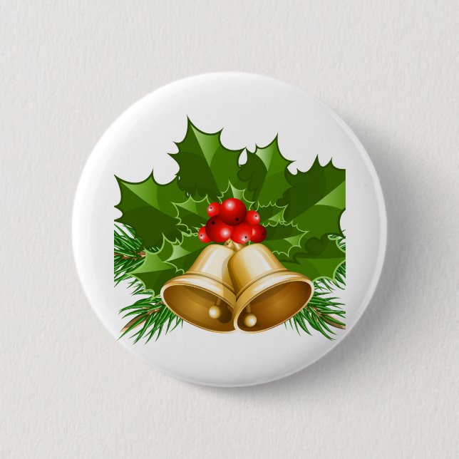 Chapa Redonda De 5 Cm Mistletoe Bells (Anverso)