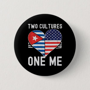 Chapa Redonda De 5 Cm Mitad Cubano Mitad Americano Bandera De Usa Cuba A