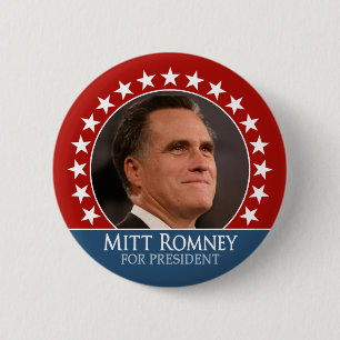 Chapa Redonda De 5 Cm Mitt Romney 2012 - pinback de la foto con las