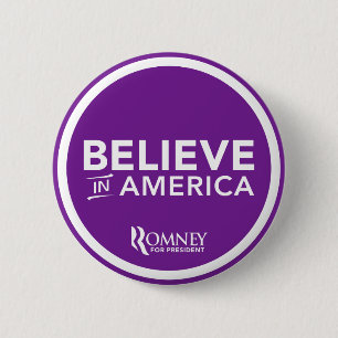 Chapa Redonda De 5 Cm Mitt Romney cree en América 2012 (la púrpura)