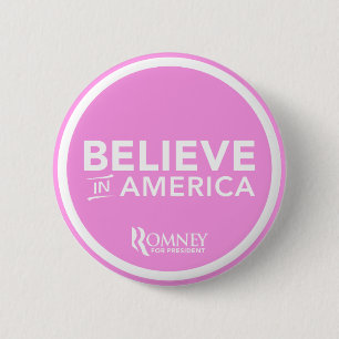 Chapa Redonda De 5 Cm Mitt Romney cree en América 2012 (rosa clara)