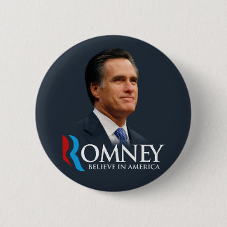 Chapa Redonda De 5 Cm Mitt Romney cree en el retrato de América azul