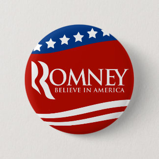 Chapa Redonda De 5 Cm Mitt Romney cree en la bandera de América