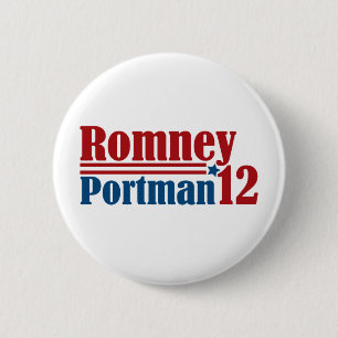 Chapa Redonda De 5 Cm Mitt Romney Rob Portman 2012