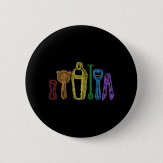Chapa Redonda De 5 Cm Mixólogo de barman de la camarera LGBT arcoiris