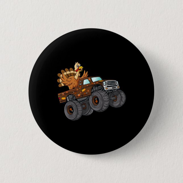 Chapa Redonda De 5 Cm Mochila de Acción de Gracias Turquía monta Camión  (Anverso)