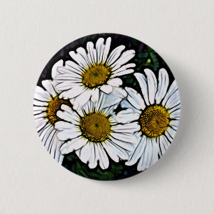 Chapa Redonda De 5 Cm Moda bohemia Hipster Daisy blanco de verano