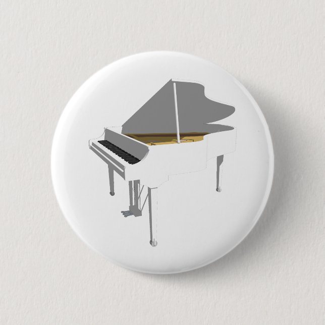 Chapa Redonda De 5 Cm Modelo 3D: Gran Piano Blanco: (Anverso)