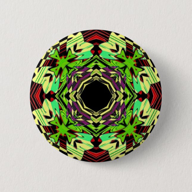 Chapa Redonda De 5 Cm Modelo geométrico amarillo y verde (Anverso)