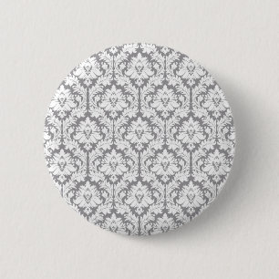 Chapa Redonda De 5 Cm Modelo gris del damasco del guijarro