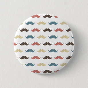 Chapa Redonda De 5 Cm Modelo retro del bigote en colores multi