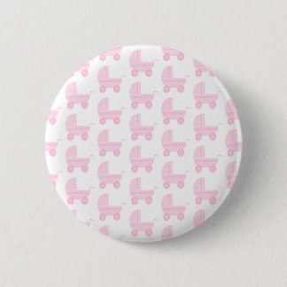 Chapa Redonda De 5 Cm Modelo rosa claro y blanco del cochecito de bebé