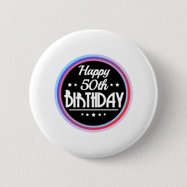 Chapa Redonda De 5 Cm Modern Abstract Happy 50th Birthday (Anverso)