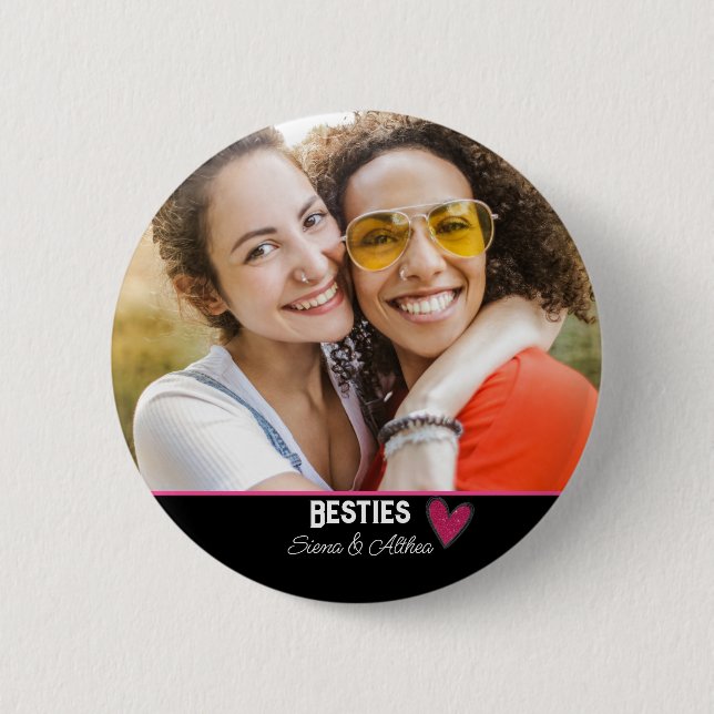 Chapa Redonda De 5 Cm Modern Besties Best Friend Photo (Anverso)