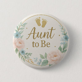 Chapa Redonda De 5 Cm Modern Floral Pastel Aunt to Be Button