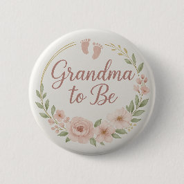Chapa Redonda De 5 Cm Modern Floral Pastel Grandma to Be Button