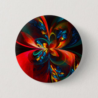 Chapa Redonda De 5 Cm Modern Floral Resumen Art Naranja Patrón Azul #14