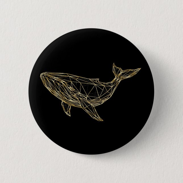 Chapa Redonda De 5 Cm Modern Gold Geometric Whale (Anverso)
